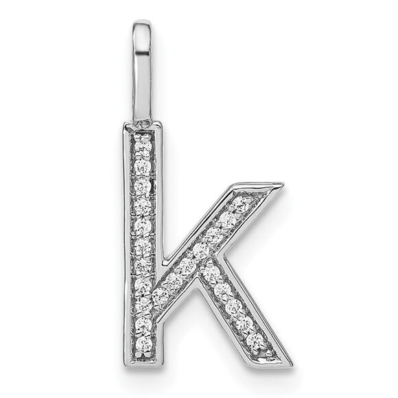 Kazi Luxury 14K White Gold Diamond Lower Case Letter K Initial Pendant